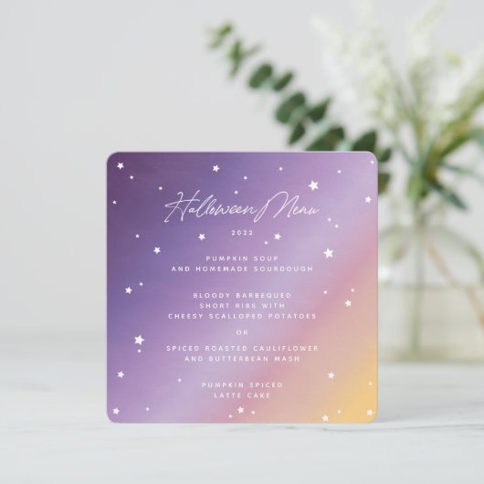 Paarse Zonsondergang en Sterren Vierkant/Ronde Hal Menu (Staand voorkant)