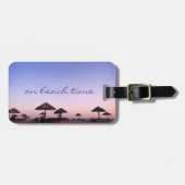Paarse zonsondergang kustfoto op strand tijdschrif bagagelabel (Voorkant horizontaal)