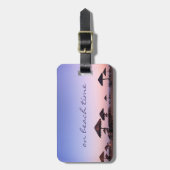 Paarse zonsondergang kustfoto op strand tijdschrif bagagelabel (Voorkant verticaal)