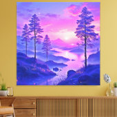 Paarse zonsondergang landschapskunst canvas afdruk (Insitu (Woonkamer))