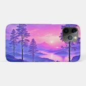 Paarse zonsondergang landschapskunst Case-Mate iPhone case (Achterkant (horizontaal))