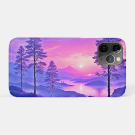Paarse zonsondergang landschapskunst Case-Mate iPhone case