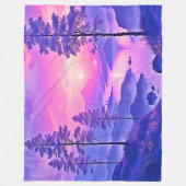 Paarse zonsondergang landschapskunst fleece deken (Voorkant)