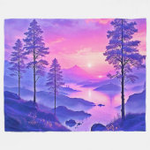 Paarse zonsondergang landschapskunst fleece deken (Voorkant (Horizontaal))