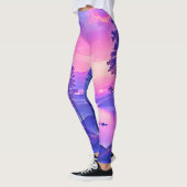 Paarse zonsondergang landschapskunst leggings (Links)