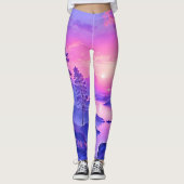 Paarse zonsondergang landschapskunst leggings (Voorkant)