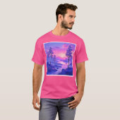 Paarse zonsondergang landschapskunst t-shirt (Voorkant volledig)