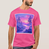 Paarse zonsondergang landschapskunst t-shirt (Voorkant)