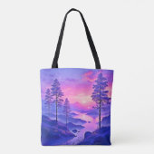 Paarse zonsondergang landschapskunst tote bag (Achterkant)