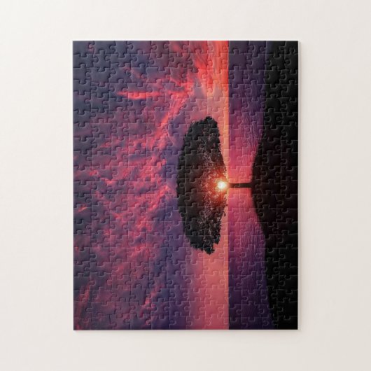 Paarse zonsondergang legpuzzel (Verticaal)