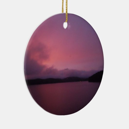 Paarse zonsondergang op het Arrowimeer Keramisch Ornament (Rechts)