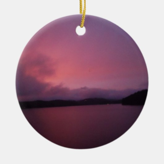 Paarse zonsondergang op het Arrowimeer Keramisch Ornament (Voorkant)