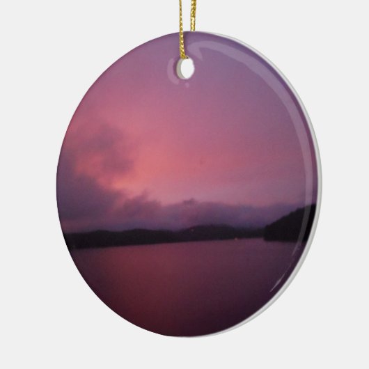 Paarse zonsondergang op het Arrowimeer Keramisch Ornament (Links)