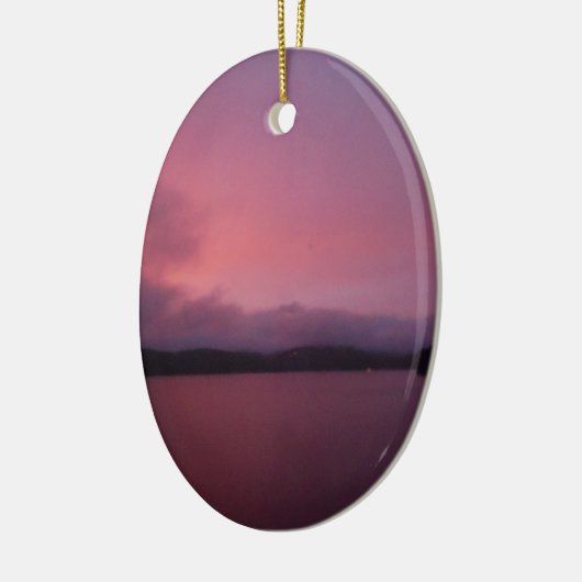 Paarse zonsondergang op het Arrowimeer Keramisch Ornament (Links)
