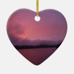 Paarse zonsondergang op het Arrowimeer Keramisch Ornament