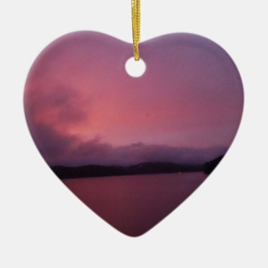 Paarse zonsondergang op het Arrowimeer Keramisch Ornament (Voorkant)