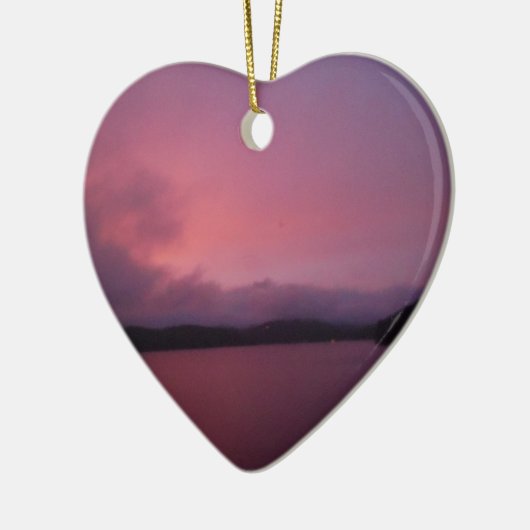 Paarse zonsondergang op het Arrowimeer Keramisch Ornament (Links)