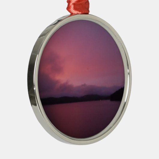 Paarse zonsondergang op het Arrowimeer Metalen Ornament (Rechts)