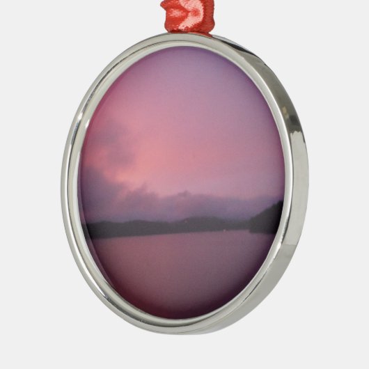 Paarse zonsondergang op het Arrowimeer Metalen Ornament (Links)