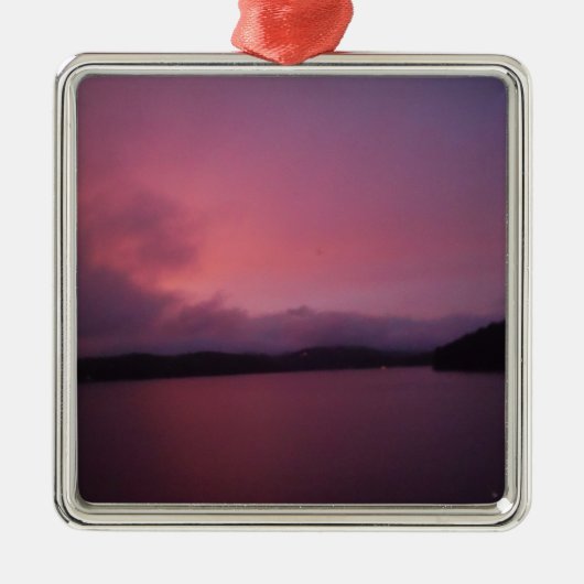 Paarse zonsondergang op het Arrowimeer Metalen Ornament (Voorkant)