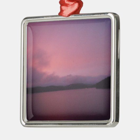 Paarse zonsondergang op het Arrowimeer Metalen Ornament (Links)