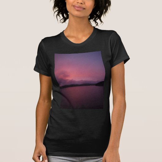 Paarse zonsondergang op het Arrowimeer T-shirt (Voorkant)