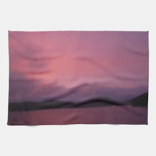 Paarse zonsondergang op het Arrowimeer Theedoek (Horizontaal)