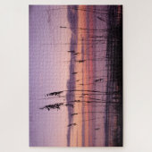 Paarse zonsondergang op het strand legpuzzel (Verticaal)