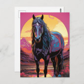 Paarse Zonsondergang Paard Briefkaart (Voorkant / Achterkant)
