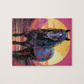 Paarse Zonsondergang Paard Legpuzzel (Horizontaal)