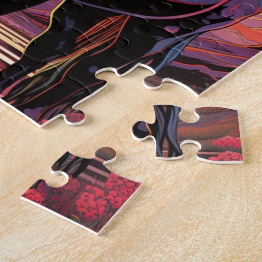 Paarse Zonsondergang Paard Legpuzzel (Zijkant)