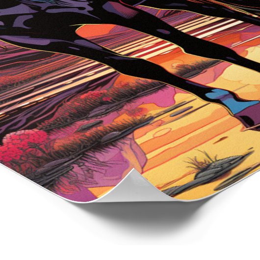 Paarse Zonsondergang Paard Poster (Hoek)