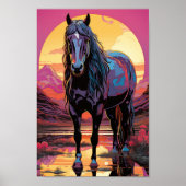 Paarse Zonsondergang Paard Poster (Voorkant)