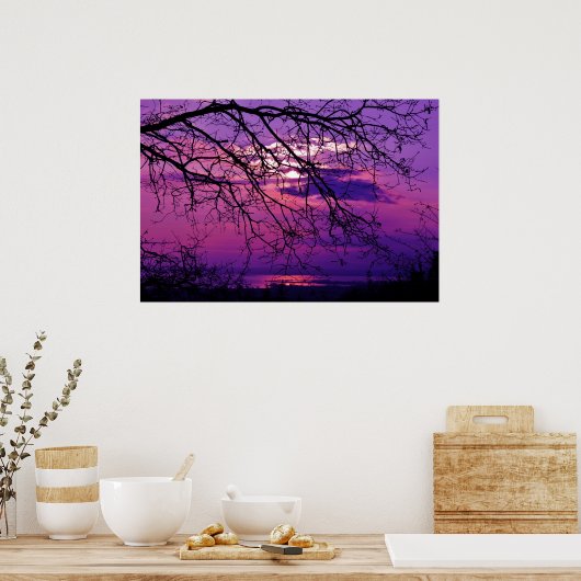 Paarse zonsondergang poster (Keuken)