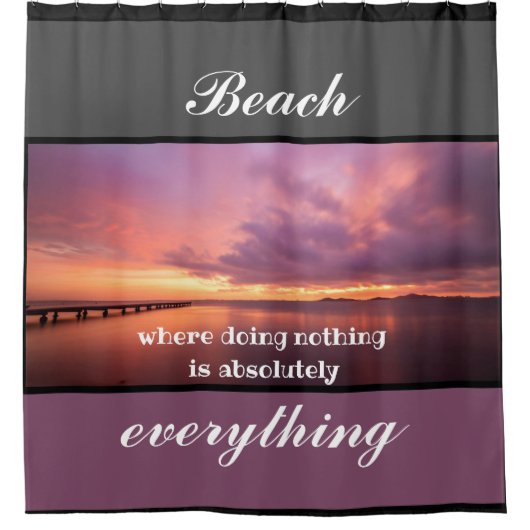 Paarse zonsondergang strand is alles douchegordijn (Voorkant)