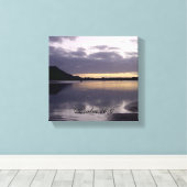 Paarse Zonsondergang Waterverf - Psalm 16:6 Canvas Afdruk (Insitu (Houten vloer))