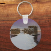 Paarse zonsopgang bij de Snowy Chasewater Sleutelhanger (Voorkant)