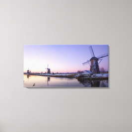 Paarse zonsopgang boven het windmolendoek afdruk canvas afdruk