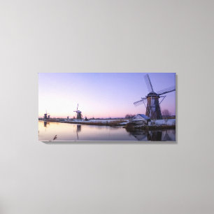 Paarse zonsopgang boven het windmolendoek afdruk canvas afdruk