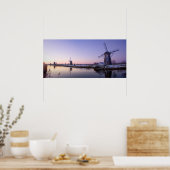 Paarse zonsopgang over het poster van de windmolen (Keuken)