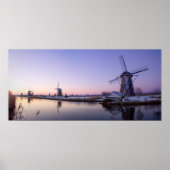 Paarse zonsopgang over het poster van de windmolen (Voorkant)