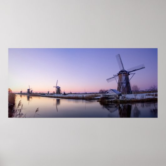 Paarse zonsopgang over het poster van de windmolen (Voorkant)