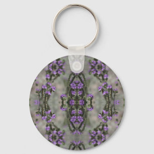 Paarse Zout Heliotrope Wilde Bloem Patroon Sleutelhanger