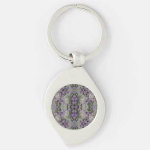 Paarse Zout Heliotrope Wilde Bloem Patroon Sleutelhanger