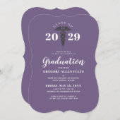 Paarse zurse RN Afstuderen Medical Caduceus Kaart (Voorkant / Achterkant)