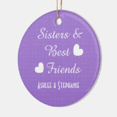 Paarse zussen en beste vrienden 2 hart A08A Keramisch Ornament (Links)