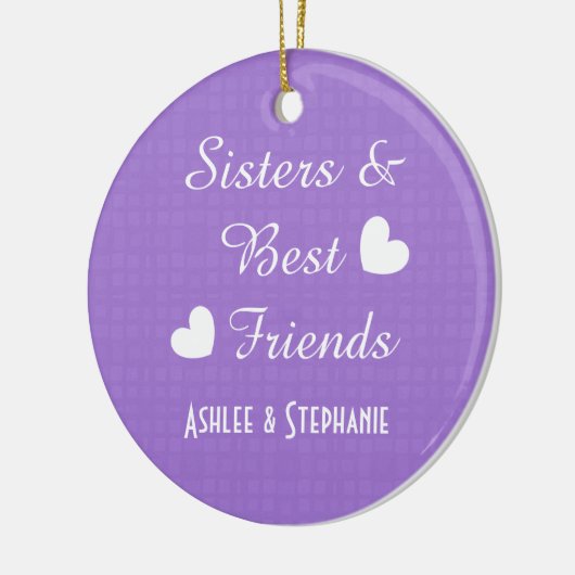 Paarse zussen en beste vrienden 2 hart A08A Keramisch Ornament (Links)