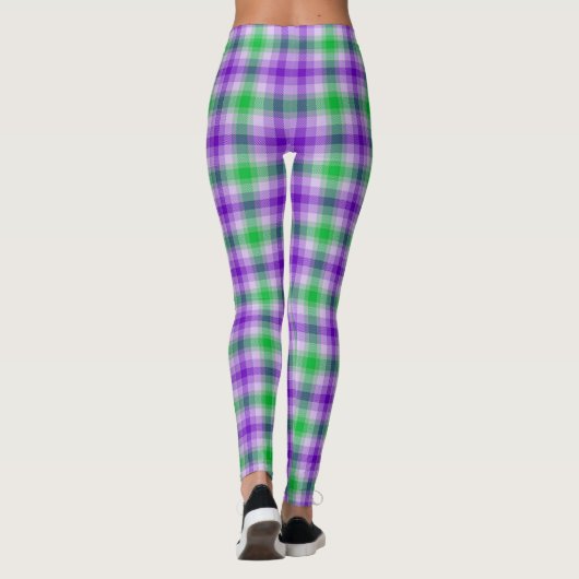 Paarse zwaan buffel check geruite patroon leggings (Achterkant)