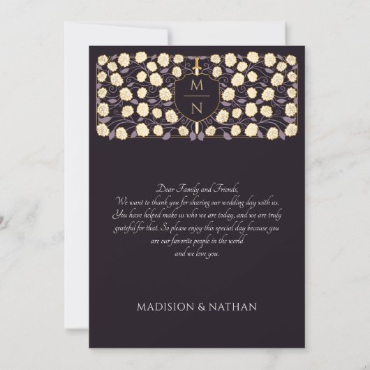 Paarse zwaard en schild middeleeuwse fantasie brui bedankkaart (Achterkant)