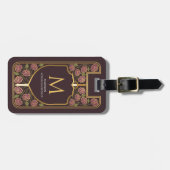 Paarse Zwaardschild Middeleeuwse Fantasy Monogram Bagagelabel (Voorkant horizontaal)